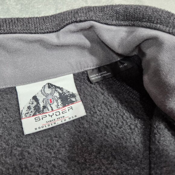 Spyder Jacket Mens Medium Gray Sweater Fleece Full Zip Hiking Outdoor Coat - Picture 3 of 8
